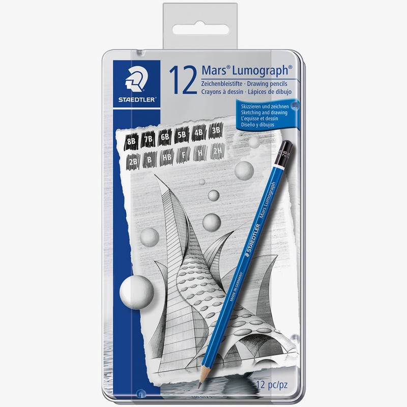 Staedtler Staedtler Mars Lumograph Drawing Pencils - Soft Degrees (Tin of 12)