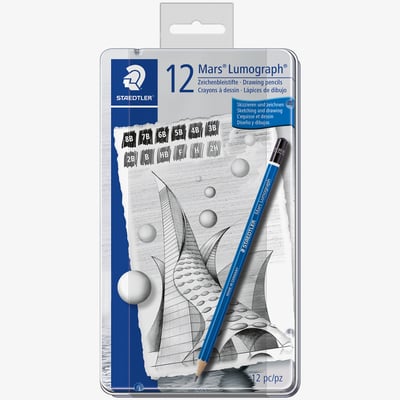 Staedtler Staedtler Mars Lumograph Drawing Pencils - Soft Degrees (Tin of 12)