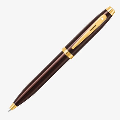 Sheaffer 100 Ballpoint Pen - Coffee Brown Gold Trim