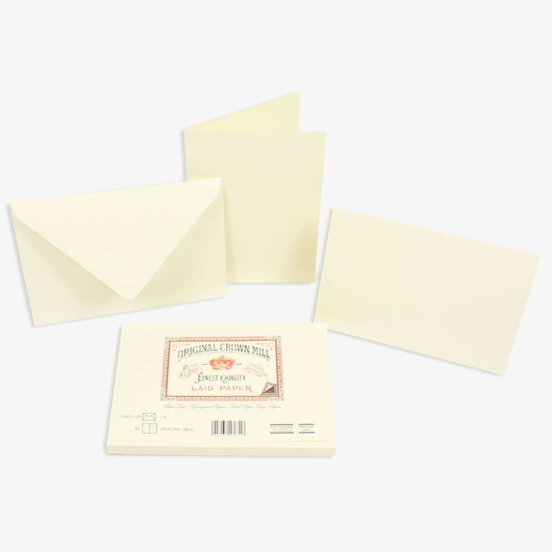 Crown Mill Crown Mill Classics C6 Set of 10 Folded Cards and Envelopes - Cream