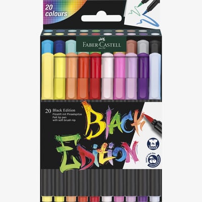 Faber-Castell Black Edition Brush Pen - Box of 20