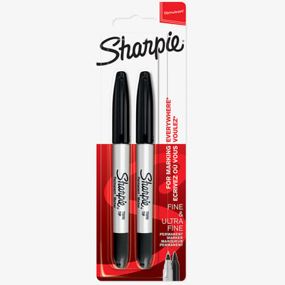Sharpie Sharpie Twin Tip Marker Pen - Black (Blister of 2)