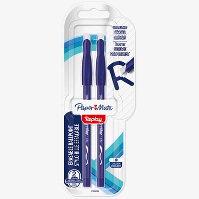 Papermate Papermate Replay Erasable Ballpoint - Medium - Blue (Blister of 2)