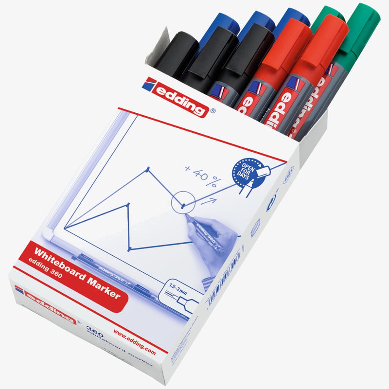 Edding Edding 360 Whiteboard Markers - Assorted Colours (Pack of 10)