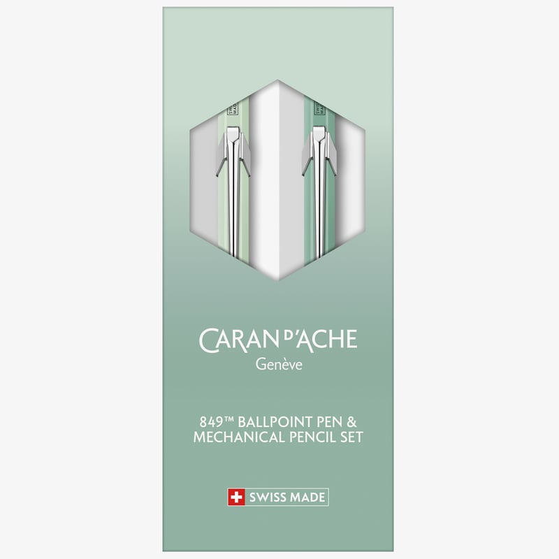 Caran d'Ache Caran d'Ache Special Edition 849 Ballpoint Pen & 844 Mechanical Pencil Set - 0.5mm - Misty Forest