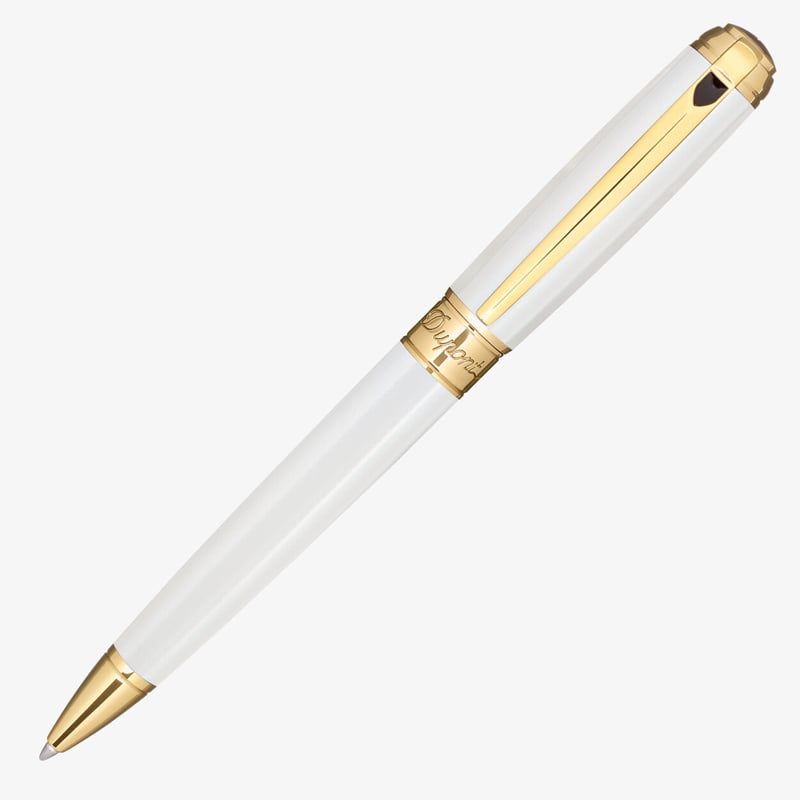 S.T. Dupont S.T. Dupont Line-D Medium Ballpoint Pen - Pearl White & Gold