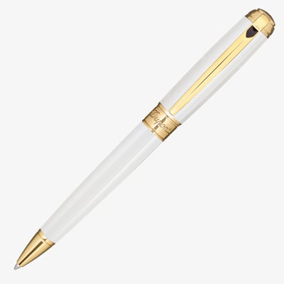 S.T. Dupont Line-D Medium Ballpoint Pen - Pearl White & Gold
