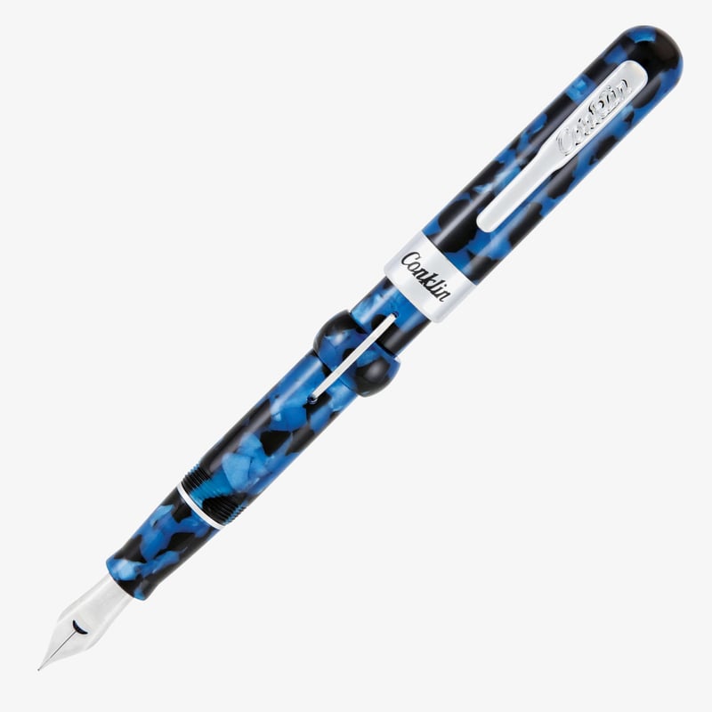 Conklin Conklin Mark Twain Crescent Filler Fountain Pen - Vintage Blue Chrome Trim