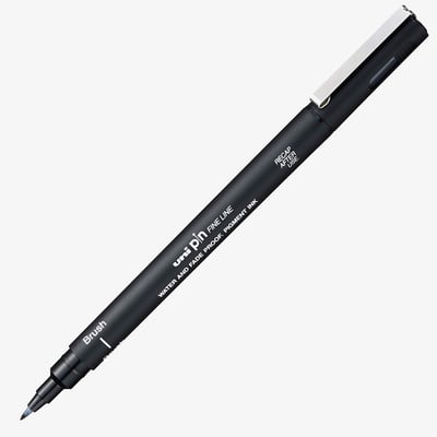 Uni-Ball Pin Drawing Pen - Brush Tip - Black