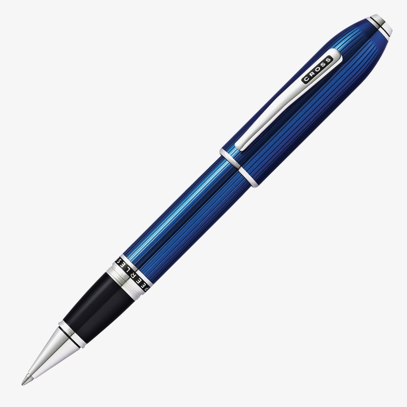 Cross Cross Peerless Rollerball Pen - Quartz Blue Engraved Lacquer with Platinum-plated Trim