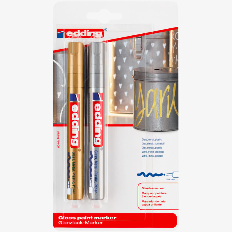 Edding Edding 750 Gloss Paint Markers - Gold & Silver (Blister of 2)