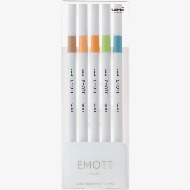 Uni-Ball Uni-Ball PEM-SY Emott Fineliner Pens - Nature Colours (Pack of 5)