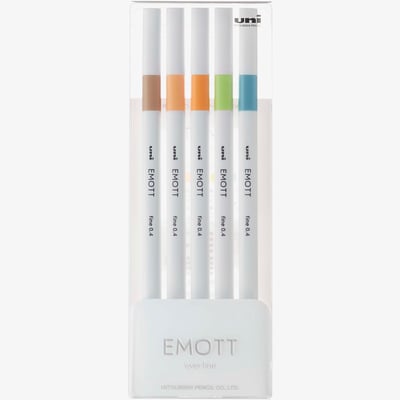 Uni-Ball PEM-SY Emott Fineliner Pens - Nature Colours (Pack of 5)