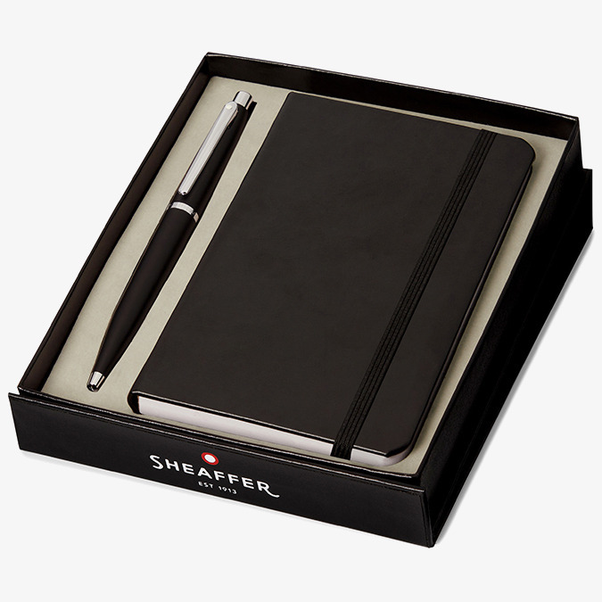 Sheaffer Sheaffer VFM Ballpoint Pen Gift Set - Matte Black Chrome Trim with A5 Notebook