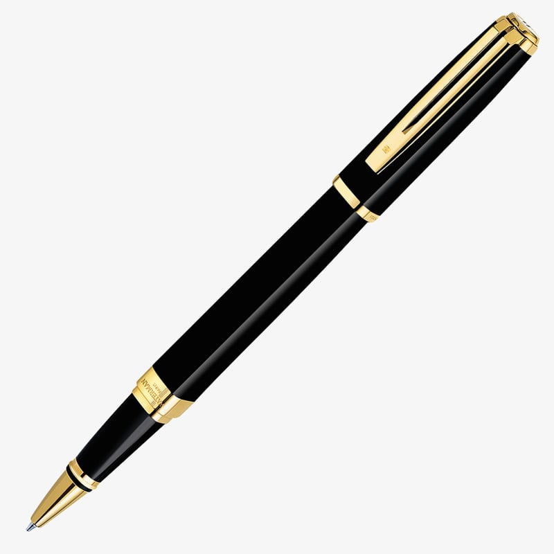 Waterman Waterman Exception Rollerball Pen Slim - Black Lacquer Gold Trim