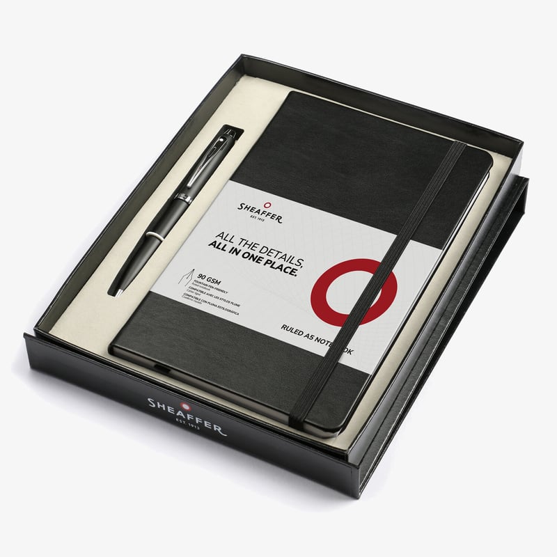 Sheaffer Sheaffer 100 Ballpoint Pen Gift Set - Matte Black Chrome Trim with A5 Notebook