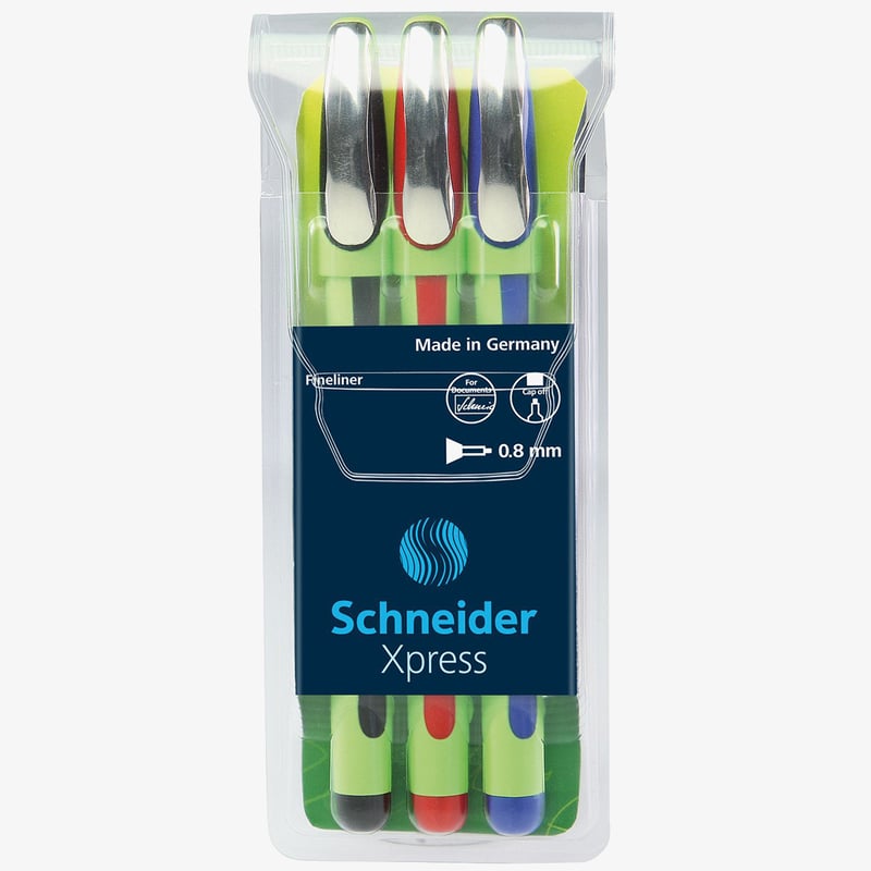 Schneider Schneider Xpress Fineliner Pens - Assorted Colours (Pack of 3)
