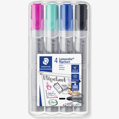 Staedtler Lumocolor Flipchart Markers - Bullet Tip - Fun Colours (Pack of 4)