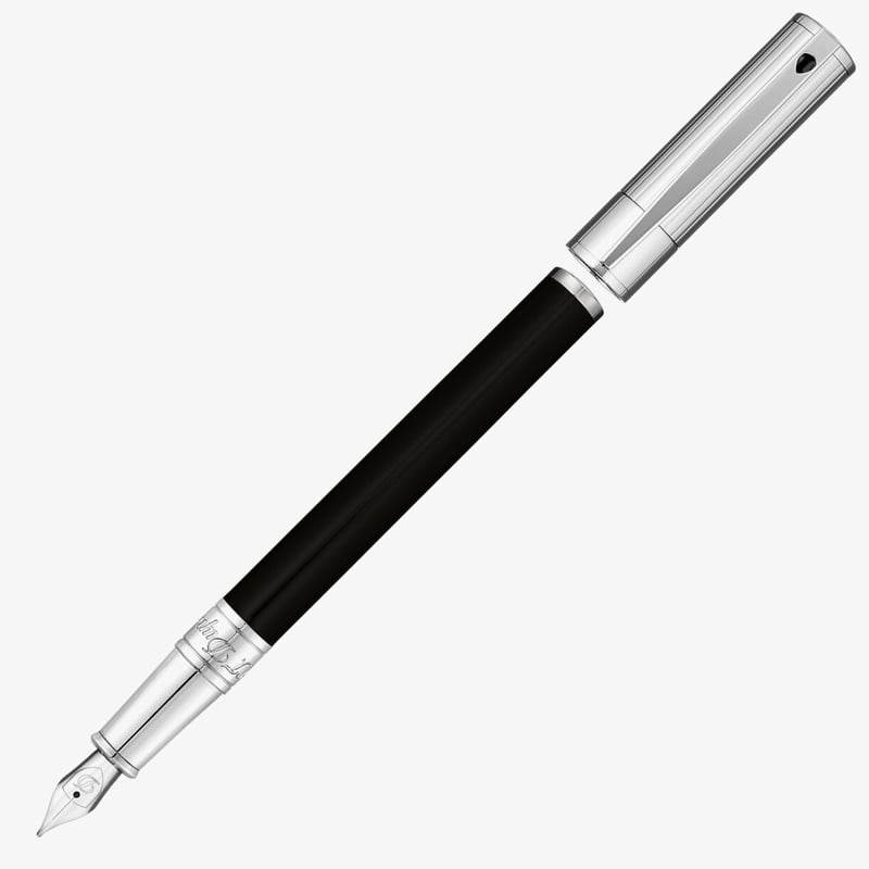 S.T. Dupont S.T. Dupont D-Initial Fountain Pen - Duotone Black & Chrome