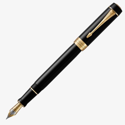 Parker Duofold Classic Fountain Pen - Centennial Black Gold Trim