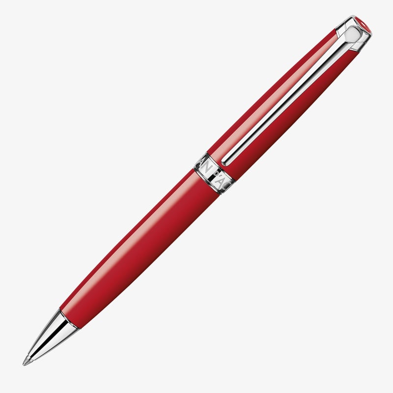 Caran d'Ache Caran d'Ache Léman Ballpoint Pen - Scarlet Red Lacquer Rhodium Trim