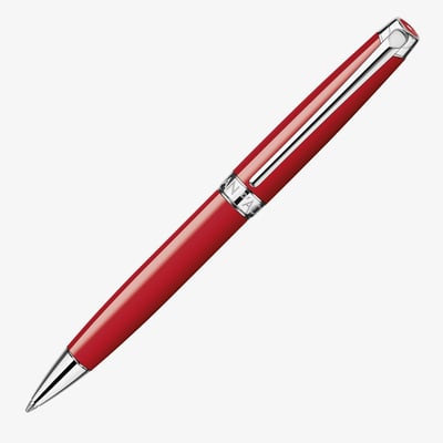 Caran d'Ache Léman Ballpoint Pen - Scarlet Red Lacquer Rhodium Trim