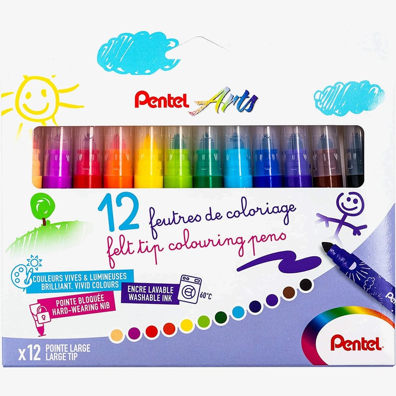 Pentel Pentel Arts Colouring Fibre Tip Pens - Broad (Pack of 12)