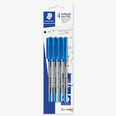 Staedtler Staedtler 430 Stick Ballpoint Pen  - Medium - Blue (Pack of 4)