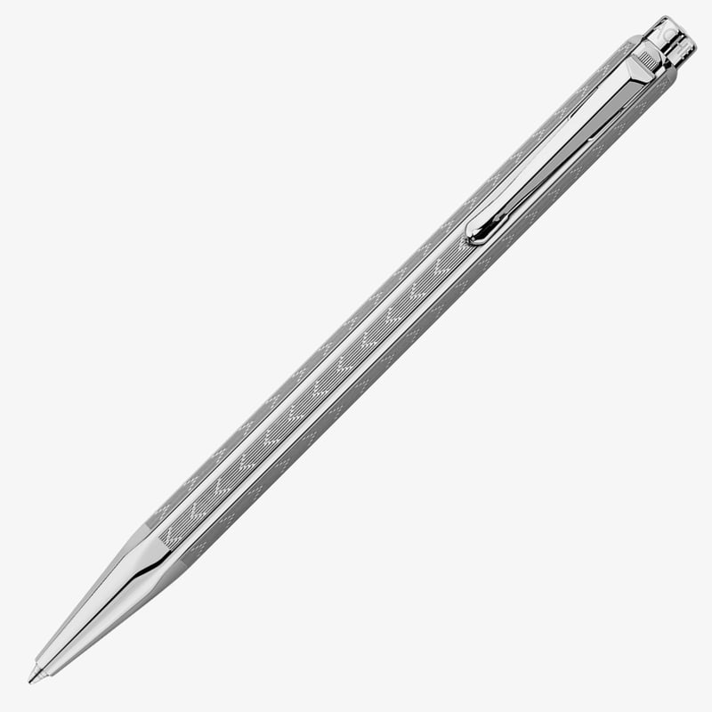 CARAN D'ACHE Ecridor ボールペン シルバー Caran d'Ache Ecridor Ballpoint Pen - 'Chevron' Silver Plated - The