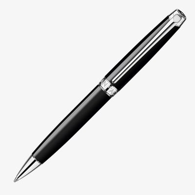Caran d'Ache Léman Ballpoint Pen - Ebony Black Lacquer Rhodium Trim