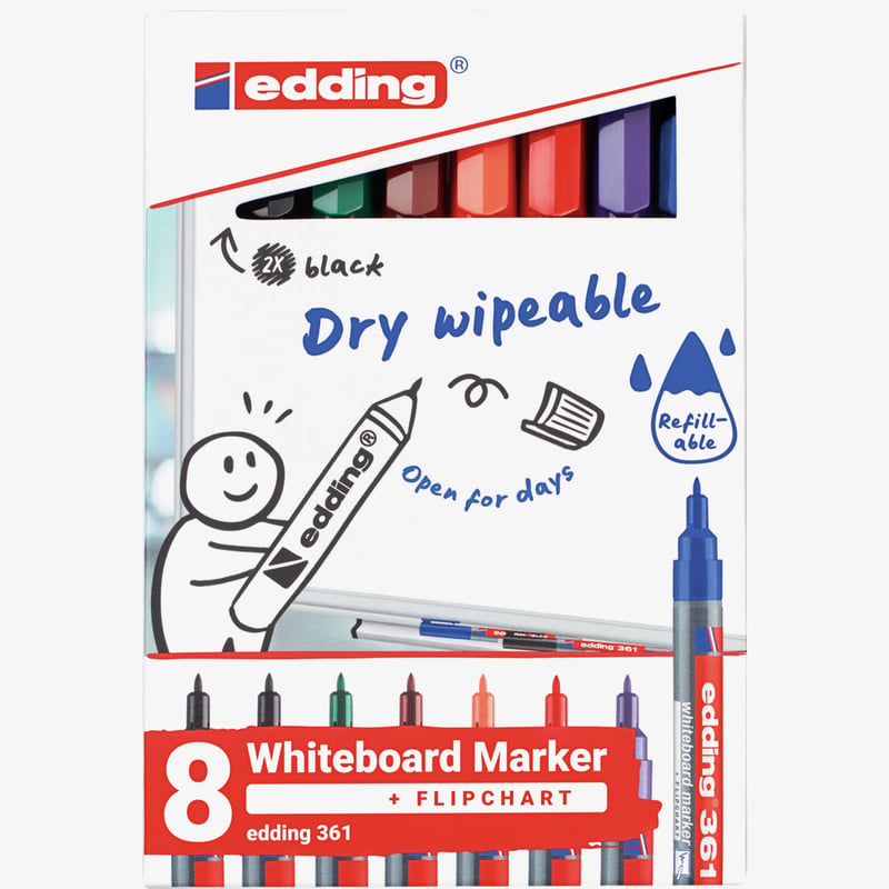 Edding Edding 363 Whiteboard Markers - Assorted Colours (Wallet of 8)