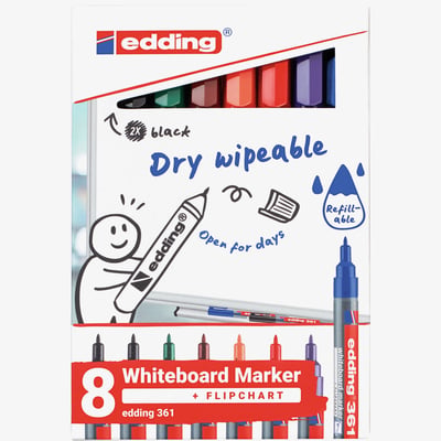 Edding Edding 363 Whiteboard Markers - Assorted Colours (Wallet of 8)
