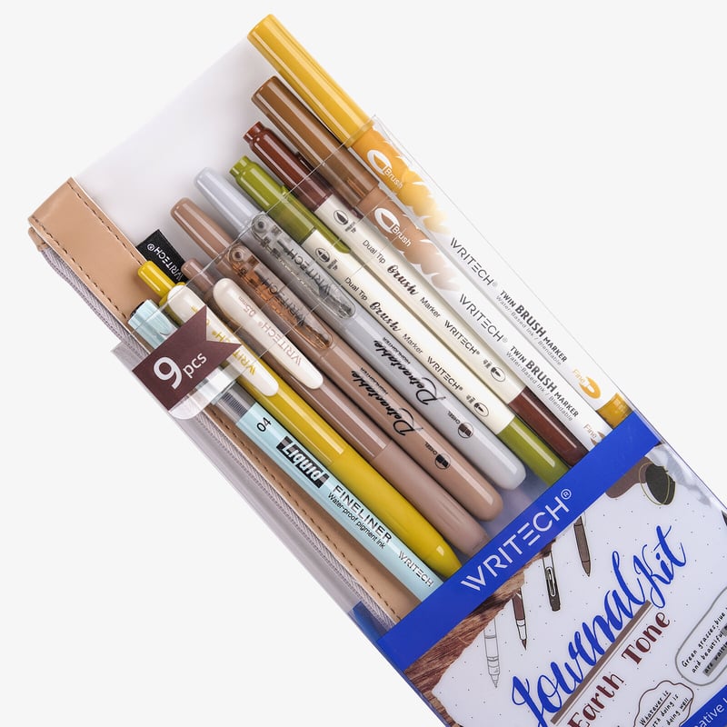 Writech Writech Color Coded Journal Kit - Earth Tones (9 Piece, Pencil Case)