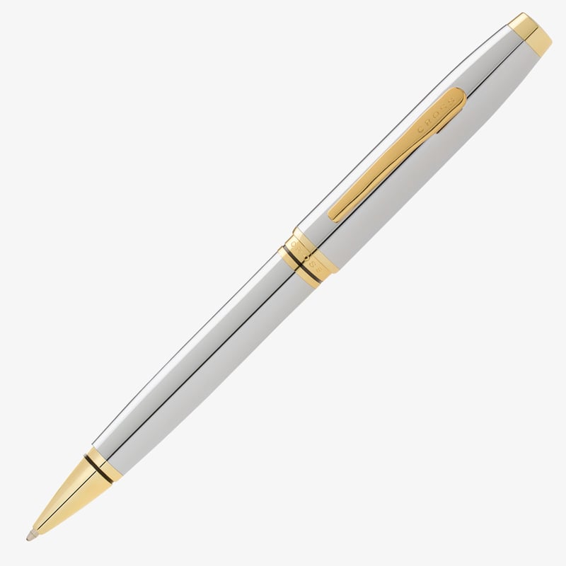 Cross Cross Coventry Ballpoint Pen - Polished Chrome Gold Trim
