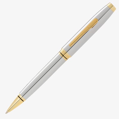 Cross Coventry Ballpoint Pen - Polished Chrome Gold Trim