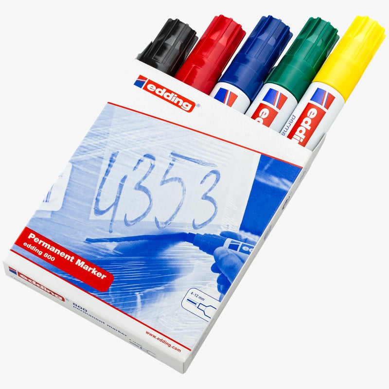 Edding Edding 800 Permanent Markers - Assorted Colours (Pack of 5)