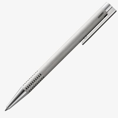 Lamy Logo Ballpoint Pen - Brushed Stainless Steel Chrome Trim