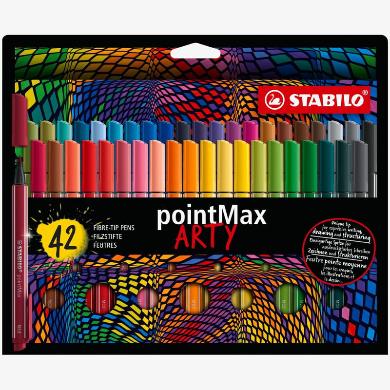 STABILO pointMax ARTY Nylon Tip Writing Pen - Wallet of 42 - Assorted ...