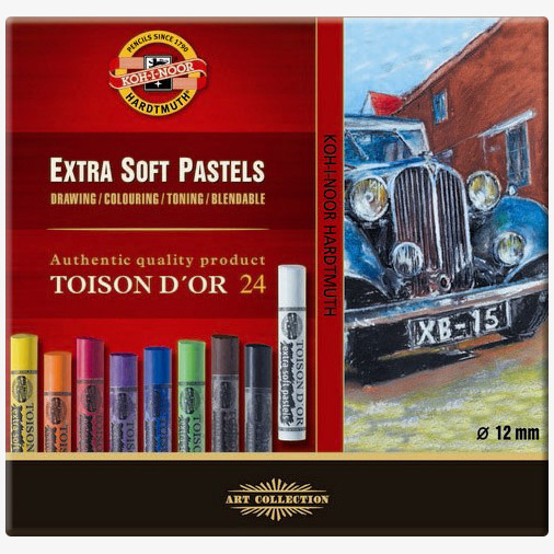 Koh-I-Noor Koh-I-Noor 8554 Artist's Extra Soft Round Dry Chalks - Assorted Colours (Pack of 24)