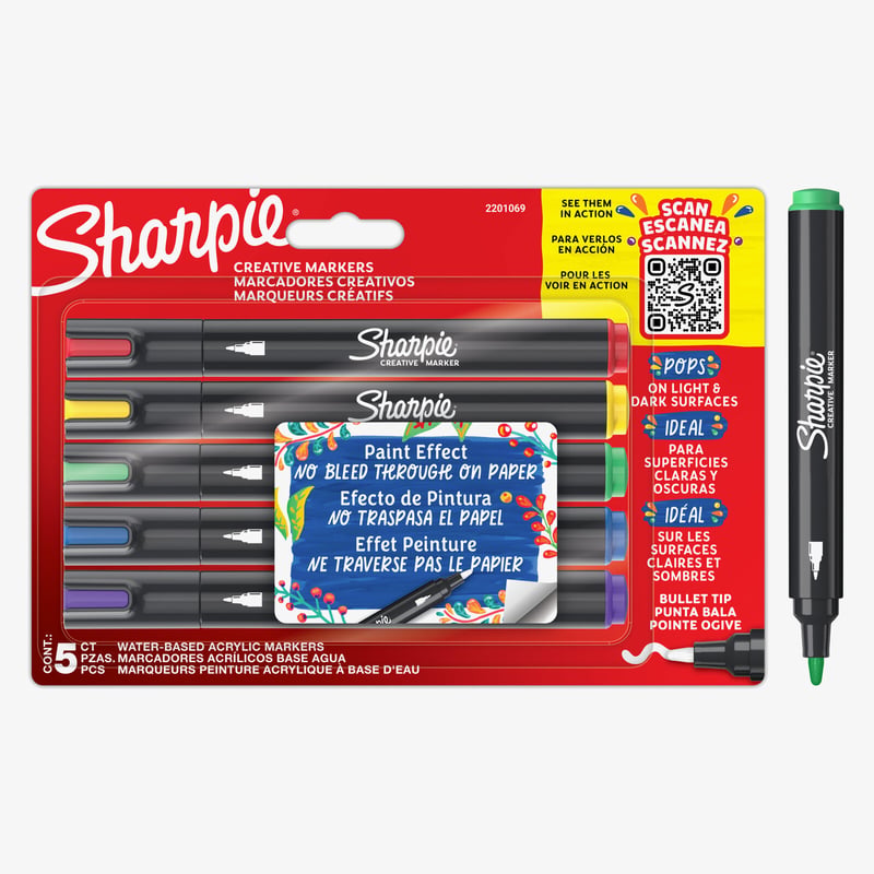 Sharpie Sharpie Acrylic Creative Marker - Bullet Point - Assorted (Blister of 5)
