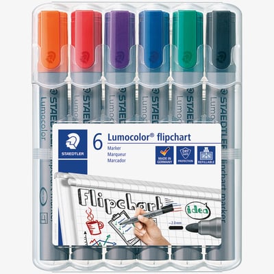 Staedtler Staedtler Lumocolor Flipchart Marker - Bullet Tip - Assorted Colours (Pack of 6)