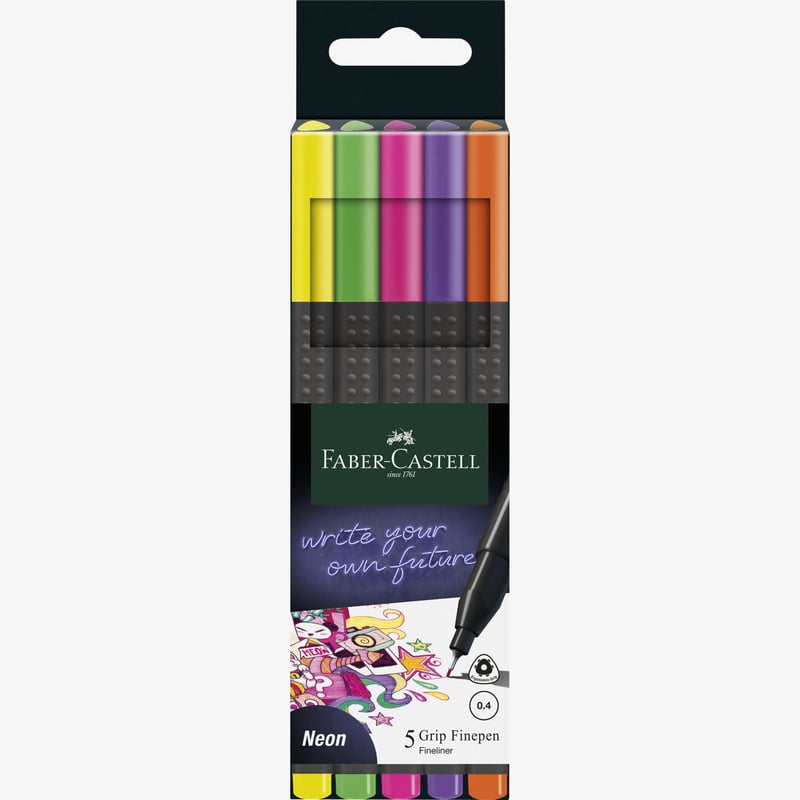 Faber-Castell Faber-Castell Grip Finepen- Neon (Pack of 5)