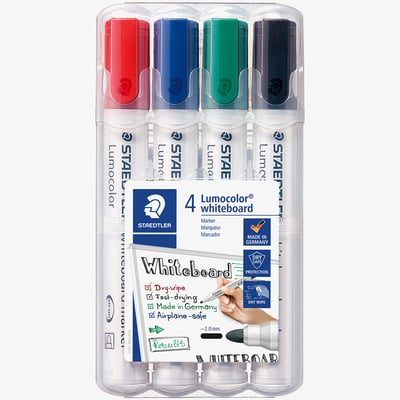 Staedtler Staedtler Lumocolor Whiteboard Marker - Bullet Tip - Assorted Colours (Pack of 4)