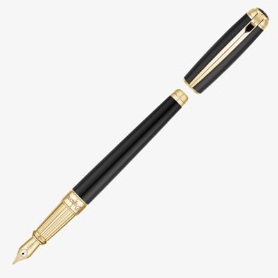 S.T. Dupont Line-D Large Fountain Pen - Black & Gold