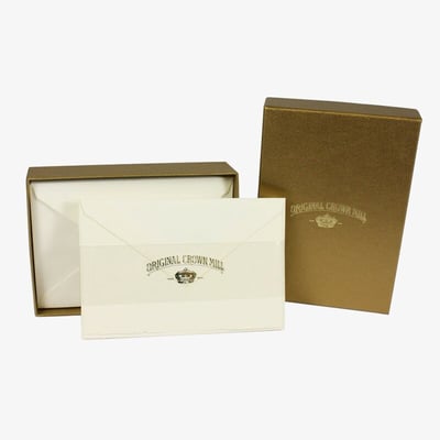 Crown Mill Golden Line - Set of 25 Cards and Envelopes - Cream