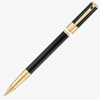 S.T. Dupont D-Initial Rollerball Pen - Black Lacquer Gold Trim
