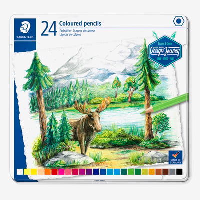 Staedtler Design Journey Colouring Pencils - Assorted Colours (Tin of 24)