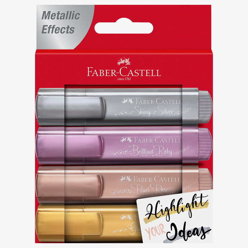 Faber-Castell Faber-Castell Textliner 46 Metallic Highlighters - Assorted Colours (Wallet of 4)