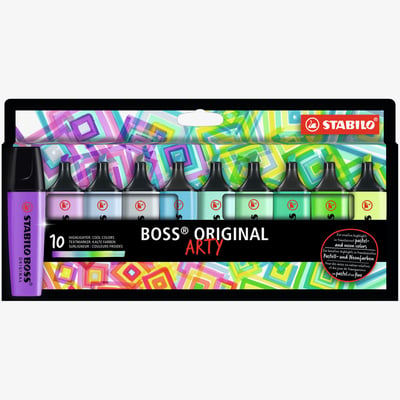 STABILO STABILO BOSS ORIGINAL ARTY Highlighter - Wallet of 10 - Cool Colours