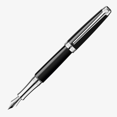 Caran d'Ache Léman Fountain Pen - Ebony Black Lacquer Rhodium Trim